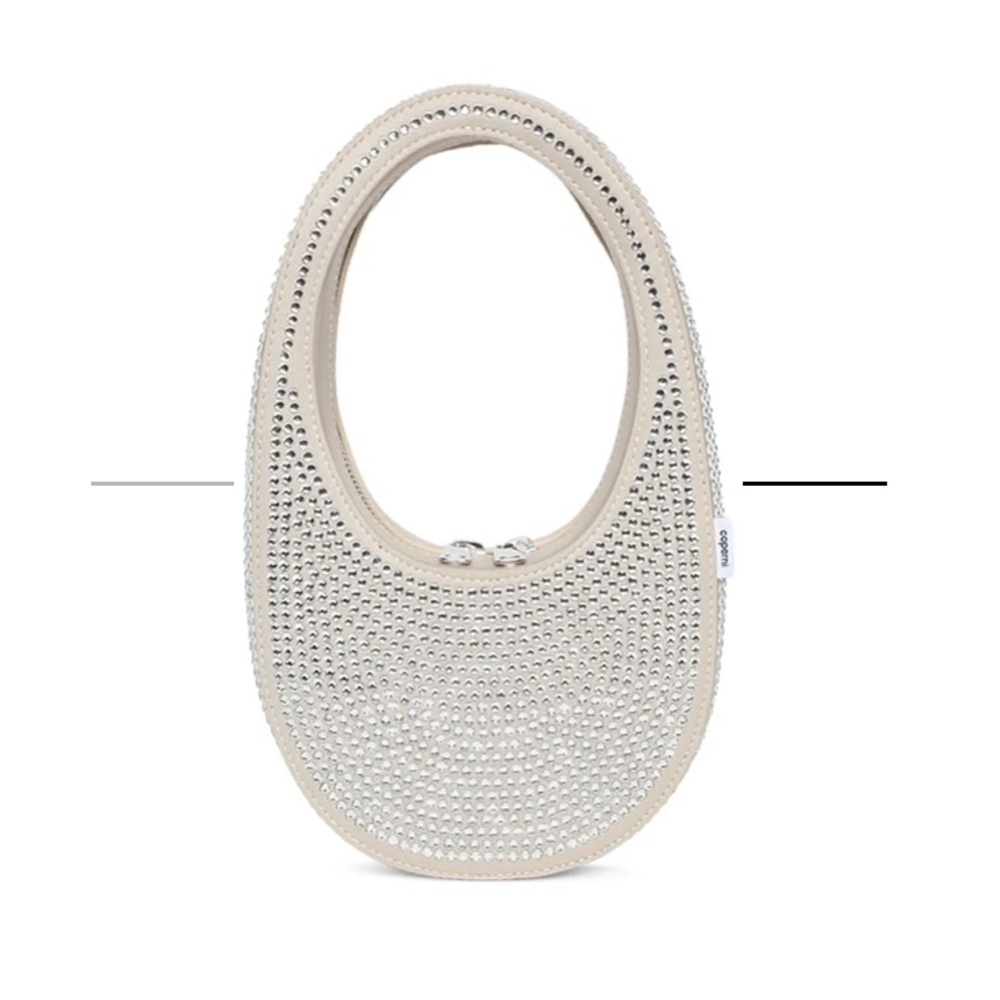 Coperni CRYSTAL-EMBELLISHED MINI SWIPE BAG BEIGE